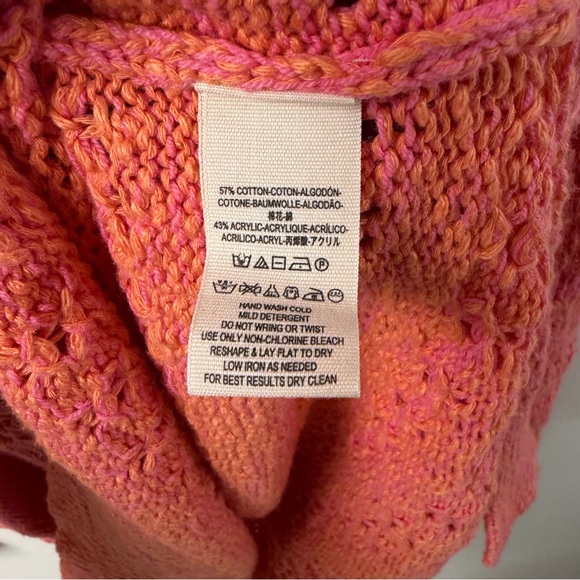 Free People Hot Tropics V Neck Pullover Sweater Pink Paloma Size Medium - Picture 5 of 6